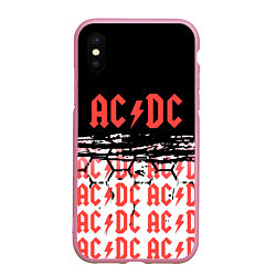 Чехол iPhone XS Max матовый ACDC переменный ток, цвет: 3D-розовый