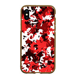 Чехол iPhone XS Max матовый Красно-белый камуфляж, цвет: 3D-коричневый