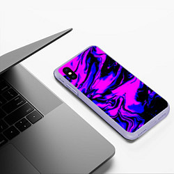 Чехол iPhone XS Max матовый НЕОНОВЫЕ РАЗВОДЫ КРАСОК, цвет: 3D-светло-сиреневый — фото 2