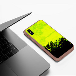 Чехол iPhone XS Max матовый НЕОНОВЫЕ БРЫЗГИ КРАСКИ, цвет: 3D-коричневый — фото 2