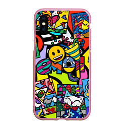 Чехол iPhone XS Max матовый Romero Britto - emoji