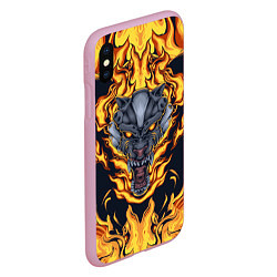 Чехол iPhone XS Max матовый Маска тигра в огне, цвет: 3D-розовый — фото 2