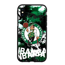 Чехол iPhone XS Max матовый Бостон Селтикс , Boston Celtics, цвет: 3D-черный