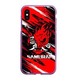 Чехол iPhone XS Max матовый SAMURAI CYBERPUNK 2077 КИБЕРПАНК 2077, цвет: 3D-фиолетовый