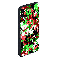 Чехол iPhone XS Max матовый Красно-зеленый камуфляж, цвет: 3D-черный — фото 2