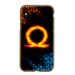 Чехол iPhone XS Max матовый GOD OF WAR CRATOS FIRE SYMBOL RUNE