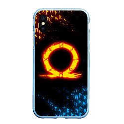 Чехол iPhone XS Max матовый GOD OF WAR CRATOS FIRE SYMBOL RUNE, цвет: 3D-голубой