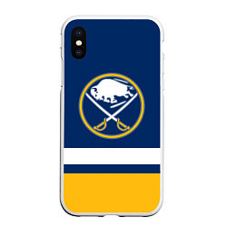 Чехол iPhone XS Max матовый Buffalo Sabres, Баффало Сейберз, цвет: 3D-белый