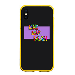 Чехол iPhone XS Max матовый Live, Love, Lauch Ромеро Бритто, цвет: 3D-желтый