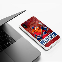 Чехол iPhone XS Max матовый Монреаль Канадиенс, Montreal Canadiens Маскот, цвет: 3D-белый — фото 2