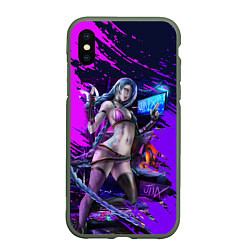 Чехол iPhone XS Max матовый Arcane ДЖИНКС игра League Of Legends, цвет: 3D-темно-зеленый