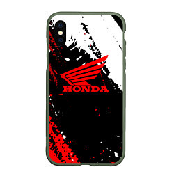 Чехол iPhone XS Max матовый Honda Logo Auto, цвет: 3D-темно-зеленый