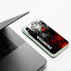 Чехол iPhone XS Max матовый Honda брызги красок, цвет: 3D-салатовый — фото 2