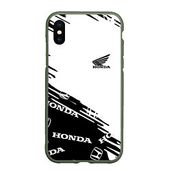 Чехол iPhone XS Max матовый Honda sport pattern, цвет: 3D-темно-зеленый