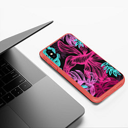 Чехол iPhone XS Max матовый Папоротниковый неон, цвет: 3D-красный — фото 2