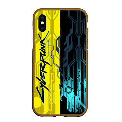 Чехол iPhone XS Max матовый CYBERPUNK 2077 Логотип, цвет: 3D-коричневый