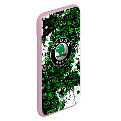 Чехол iPhone XS Max матовый Skoda брызги красок, цвет: 3D-розовый — фото 2