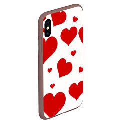 Чехол iPhone XS Max матовый Красные сердечки Heart, цвет: 3D-коричневый — фото 2