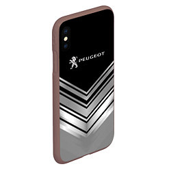 Чехол iPhone XS Max матовый Peugeot серая геометрия, цвет: 3D-коричневый — фото 2