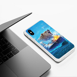 Чехол iPhone XS Max матовый Медведь ВМФ, цвет: 3D-белый — фото 2