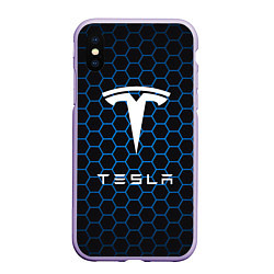 Чехол iPhone XS Max матовый Tesla Соты, цвет: 3D-светло-сиреневый