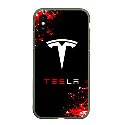 Чехол iPhone XS Max матовый Tesla sport auto, цвет: 3D-темно-зеленый