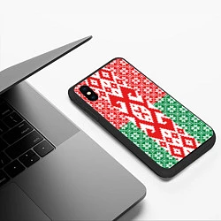 Чехол iPhone XS Max матовый Белоруссия Обережные Узоры Алатырь, цвет: 3D-черный — фото 2