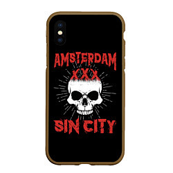 Чехол iPhone XS Max матовый AMSTERDAM Амстердам, цвет: 3D-коричневый