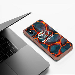 Чехол iPhone XS Max матовый Toyota Вулкан из плит, цвет: 3D-коричневый — фото 2