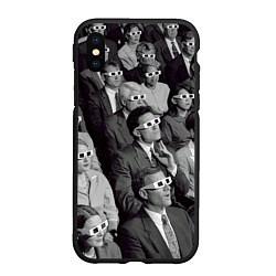 Чехол iPhone XS Max матовый Люди смотрят кино в 3d очках, цвет: 3D-черный