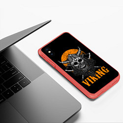 Чехол iPhone XS Max матовый ЧЕРЕП ВИКИНГА VIKINGS SKULL, цвет: 3D-красный — фото 2