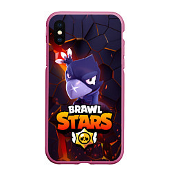 Чехол iPhone XS Max матовый ВОРОН - БРАВО СТАРС Brawl Stars, цвет: 3D-малиновый