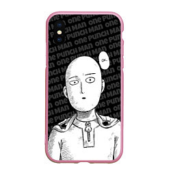 Чехол iPhone XS Max матовый One Punch Man - Сайтама Ванпанчмен, цвет: 3D-розовый