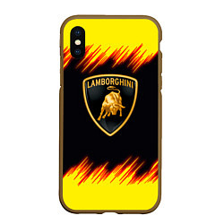 Чехол iPhone XS Max матовый Lamborghini Neon, цвет: 3D-коричневый