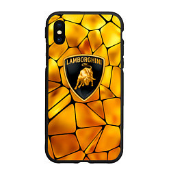 Чехол iPhone XS Max матовый Lamborghini Gold плиты, цвет: 3D-черный