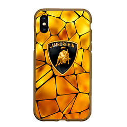 Чехол iPhone XS Max матовый Lamborghini Gold плиты, цвет: 3D-коричневый