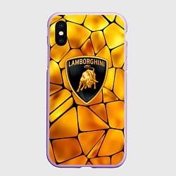 Чехол iPhone XS Max матовый Lamborghini Gold плиты, цвет: 3D-сиреневый