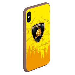 Чехол iPhone XS Max матовый Lamborghini pattern gold, цвет: 3D-коричневый — фото 2