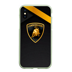 Чехол iPhone XS Max матовый Lamborghini геометрия, цвет: 3D-салатовый