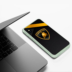 Чехол iPhone XS Max матовый Lamborghini геометрия, цвет: 3D-салатовый — фото 2