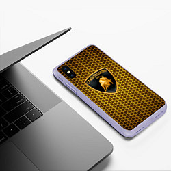 Чехол iPhone XS Max матовый Lamborghini gold соты, цвет: 3D-светло-сиреневый — фото 2