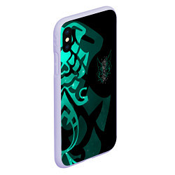 Чехол iPhone XS Max матовый МАСКА И ТАТУИРОВКА СЯО XIAO ГЕНШИН, цвет: 3D-светло-сиреневый — фото 2