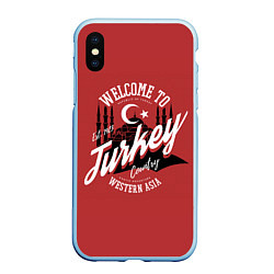 Чехол iPhone XS Max матовый Турция - Turkey, цвет: 3D-голубой