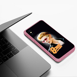 Чехол iPhone XS Max матовый David Bowie Smoking, цвет: 3D-малиновый — фото 2