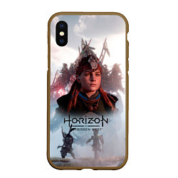 Чехол iPhone XS Max матовый Элой Horizon Forbidden West game, цвет: 3D-коричневый