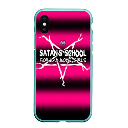 Чехол iPhone XS Max матовый Satan school for bad boys and girls pink, цвет: 3D-мятный