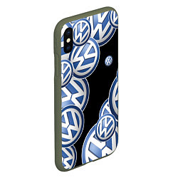 Чехол iPhone XS Max матовый Volkswagen logo Pattern, цвет: 3D-темно-зеленый — фото 2