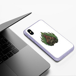 Чехол iPhone XS Max матовый Медведь танкист, цвет: 3D-светло-сиреневый — фото 2