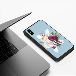 Чехол iPhone XS Max матовый Flowers Rose, цвет: 3D-черный — фото 2