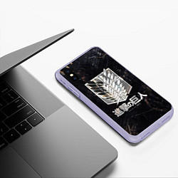 Чехол iPhone XS Max матовый Атака Титанов Логотип Свечение, цвет: 3D-светло-сиреневый — фото 2